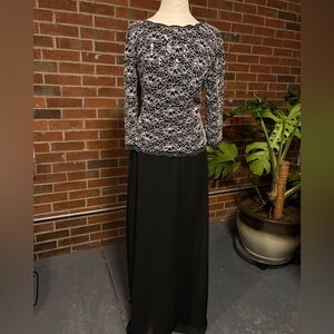 Alex Evenings Elegant Black and White Lace Gown